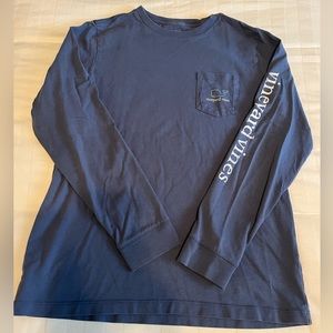 Vineyard Vines Youth/Boys M (12-14) Vintage Whale long sleeve T shirt, Blue